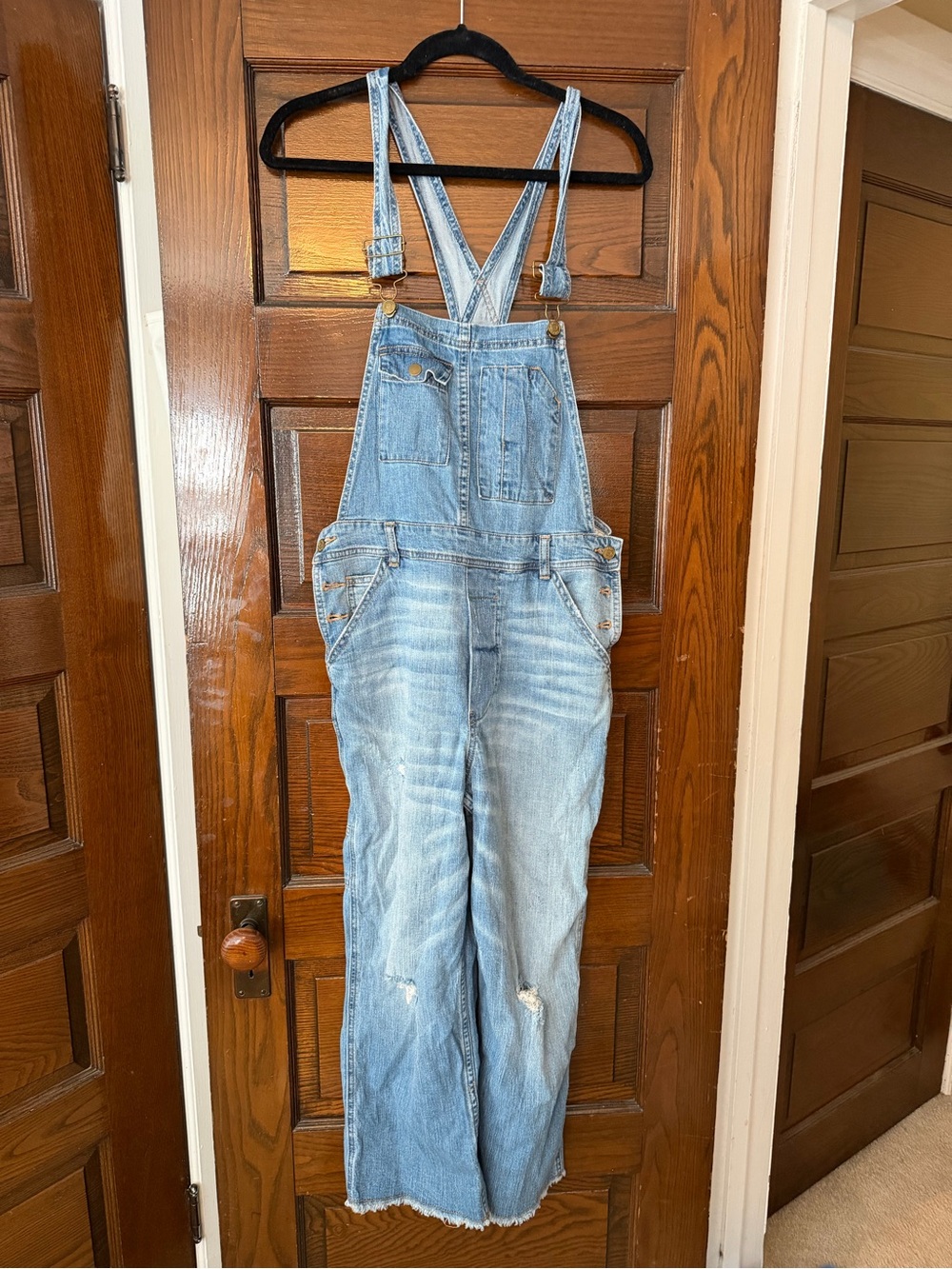 Anthropologie Light Blue Denim Relaxed Overalls with Faded Finish